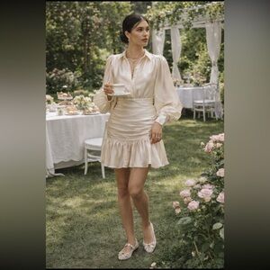 Anthropologie NWT Bardot Milani Drop-Waist Organza Mini Shirt Dress size 6.